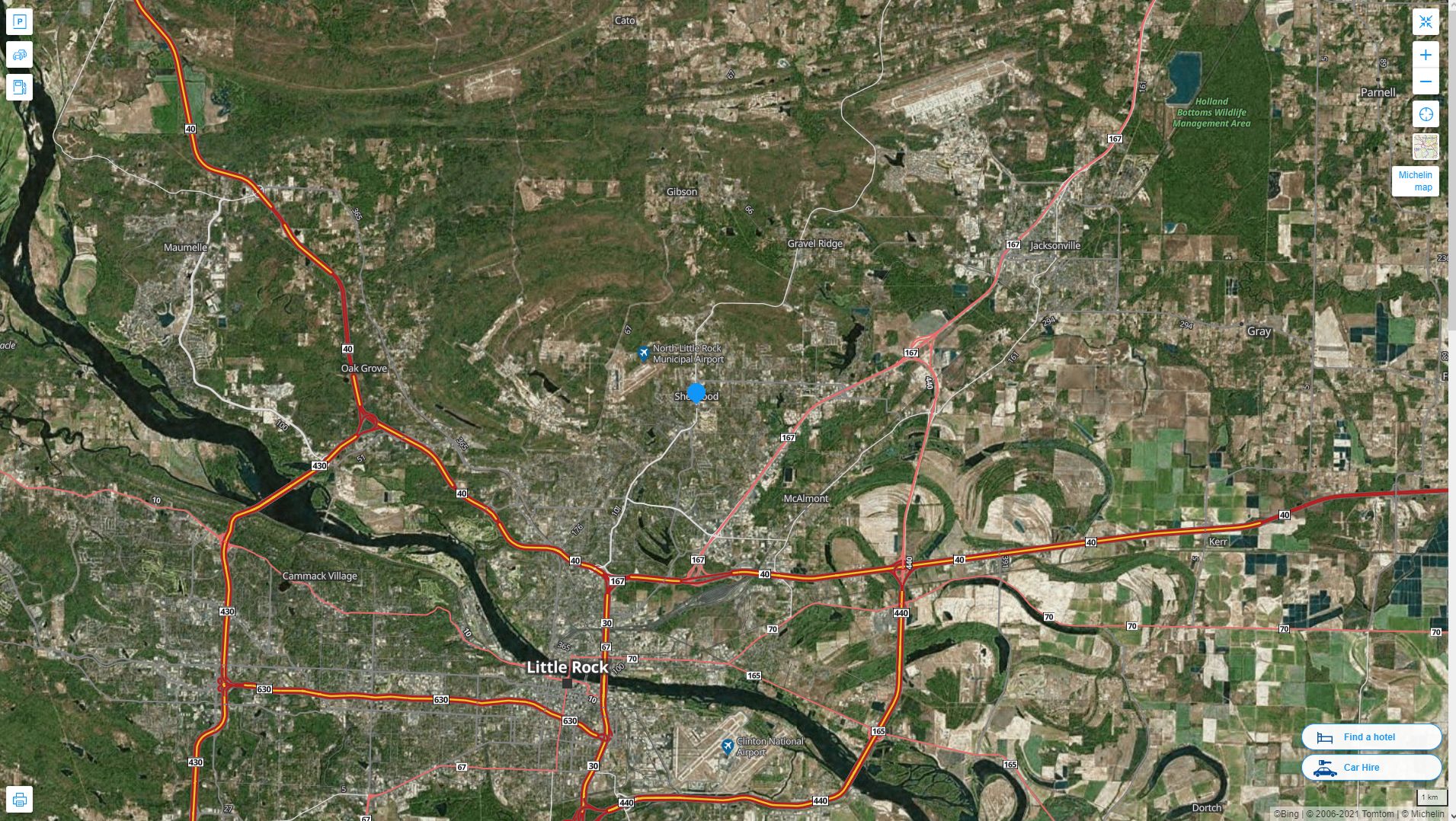 Sherwood Arkansas Highway and Road Map with Satellite View